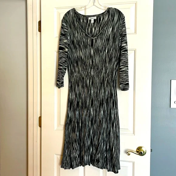 princess seam fit and flare dress pattern Cable Knit Loose Fit Sweater Dress L / Black